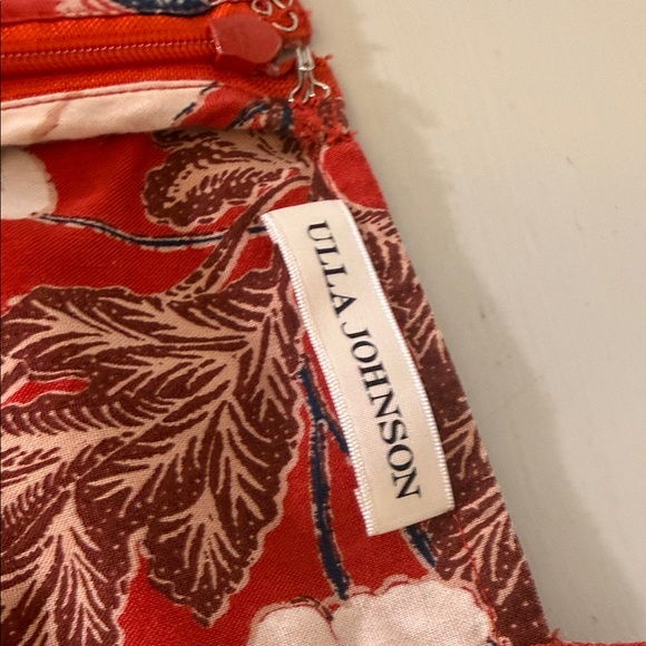 Ulla Johnson Nora Floral Gathered Midi Dress Size 12  Red Puff Sleeve Tiered - Picture 8 of 16